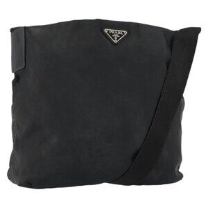 Authentic PRADA Shoulder Bag Nylon Black Silver